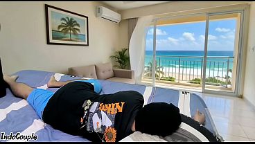Asian Step Mom And Step Son Alone At Beach House Step