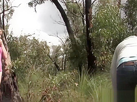 Aussie slut fucks outdoor