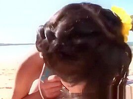 Big Tits Sucking Cock On The Beach
