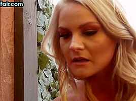 Bisex blonde babe pleasuring 2 guys