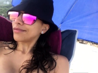 First Time Nudist Hesitates To Undress On Beach
