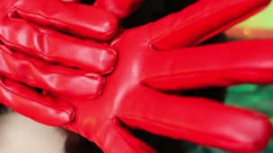 Fur And Long Red Leather Gloves Asmr Video Close
