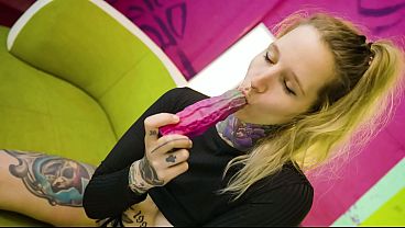 Inked Blonde Destroys Her Pussy With Insane Toys Z