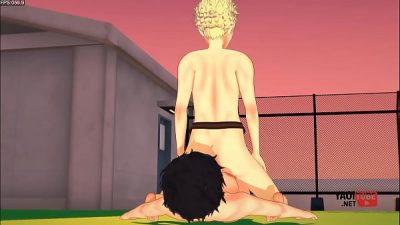 Persona 5 Yaoi – Ryuji ridding joke’s dick and he cums in his face – Japanese Asian Manga Anime Game Gay Porn