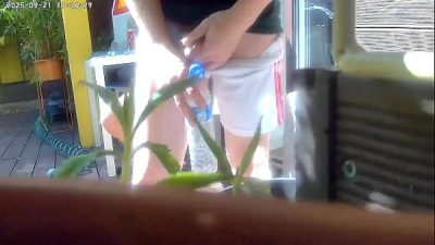 Redhead Boy Tries To Pee In A Bottle Hiding