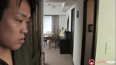 Slutty step mom is eager to suck on some cock so even if it is her son’s cock she doesn’t mind since she is going in anyways. She blows him so hard that he cums in her mouth.