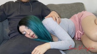 Step Brother Fucks My Mouth After I Rested On His Lap