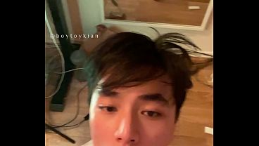 Asian Twink Gay Boy Riding Sisters Dildo For The First