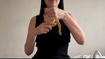 Banana Dessert Before A Long Juicy Blowjob