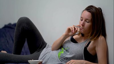 Brunette Babe Smoking Tease