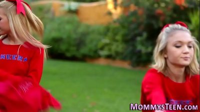Cheerleader licks stepmom
