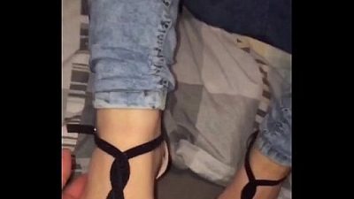 Cute Clothed Sexy Teen Making Shoejob And Blowjob
