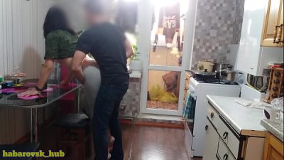 Husband Was Absent And Wife In The Kitchen Seduced