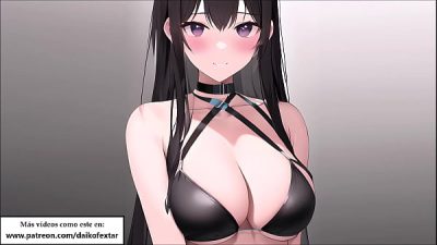 Instrucciones para masturbarse usando guantes. Waifu hentai, voz española.