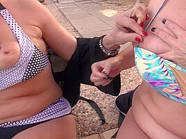 Two Mature Friends At The Pool Get Out Of Control